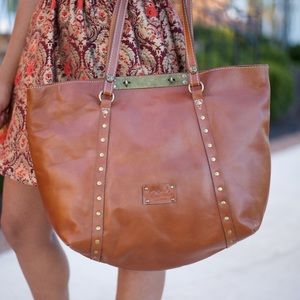 Brown leather tote bag